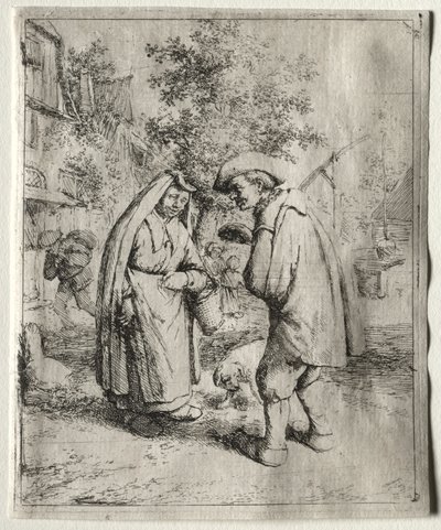 Mann im Gespräch mit einer Frau von Adriaen Jansz. van Ostade