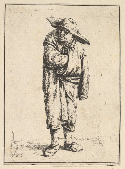 Bauer in seinen Umhang gehüllt, 1610-85 von Adriaen Jansz. van Ostade