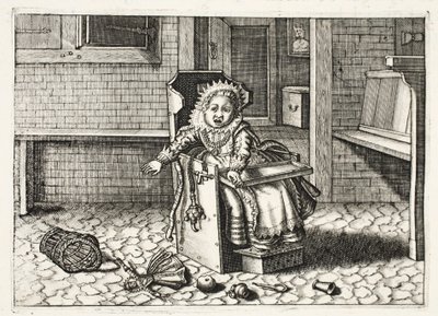 Baby weint nach seinen Spielsachen, Illustration aus 