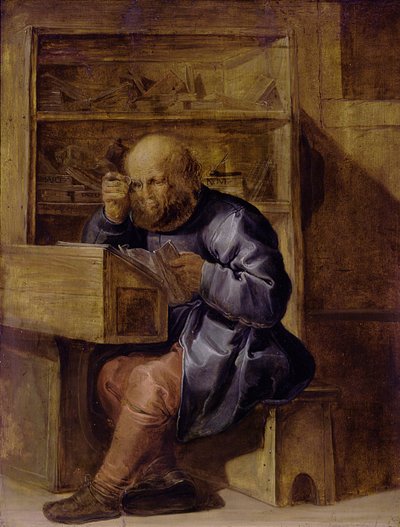 Der Korrektor Cornelis Kiel bei der Arbeit, erste Hälfte des 17. Jahrhunderts von Adriaen Pietersz. van de Venne