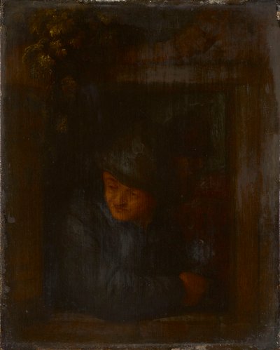 Ein Bauer lehnt an einem Fensterbrett von Adriaen van Ostade