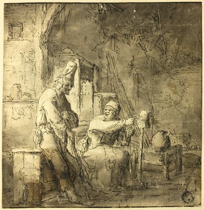 Altes Bauernpaar in einer Hütte von Adriaen van Ostade