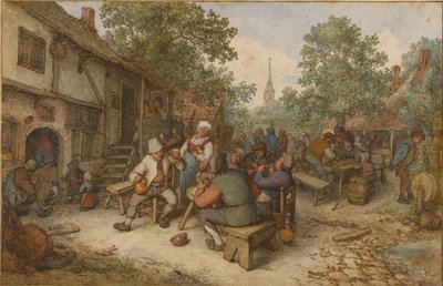 Bauernfest auf einer Stadtstraße von Adriaen van Ostade