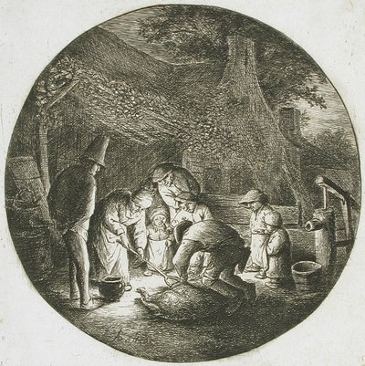 Bauern töten ein Schwein von Adriaen van Ostade