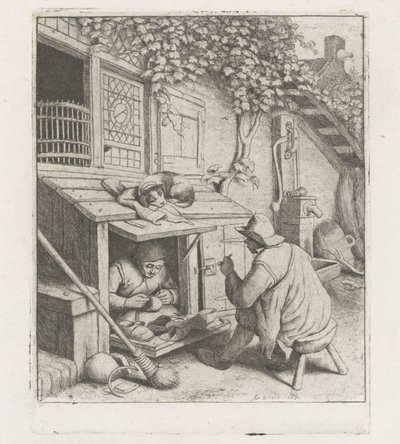 Schuhmacher in einer Werkstatt vor seinem Haus von Adriaen van Ostade