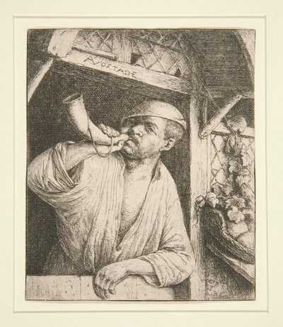 Der Bäcker bläst sein Horn von Adriaen van Ostade