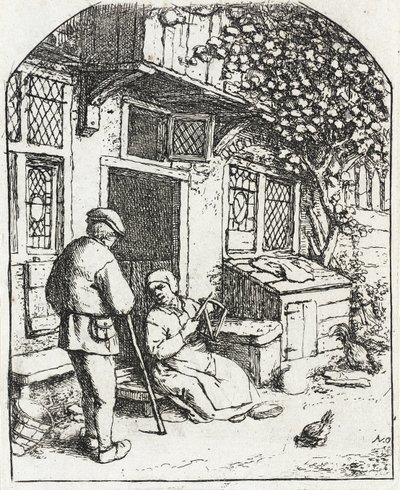 Die Frau, die auf einer Spule aufwickelt von Adriaen van Ostade