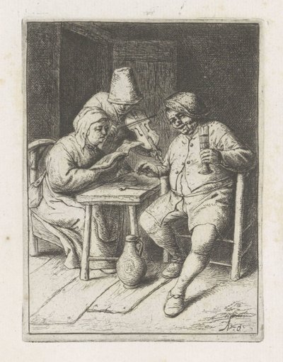 Geiger bei einem Paar am Tisch (Das Konzert) von Adriaen van Ostade