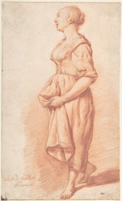 Ein junges Mädchen, das nach links geht von Adriaen van de Velde