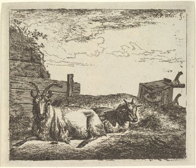 Liegende Ziegen, aus Verschiedene Tiere von Adriaen van de Velde