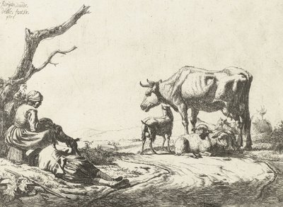 Hirte und Hirtin mit Vieh, 1653 von Adriaen van de Velde