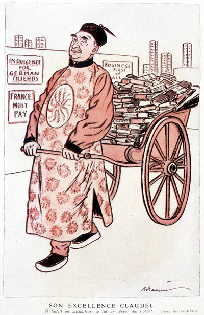 Karikatur über Paul Claudel, französischer Dichter und Dramatiker - von Barrère, in „Fantasio“ vom 01.01.1927 von Adrien Barrere