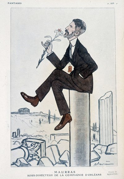 Charles Maurras, französischer Politiker und Schriftsteller (1868-1952), stellvertretender Direktor der Orléans-Kampagne - Illustration von Adrien Barrère (1877-1931) in „Fantasio“ vom 15.05.1923 von Adrien Barrere