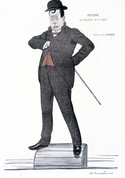 Porträt von Andre Antoine (1858-1943), französischer Regisseur, Schauspieler, Theoretiker und Theaterdirektor - Zeichnung von A. Barrere - in „Fantasio“, 01.06.1907 von Adrien Barrere