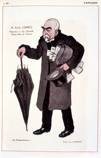 Porträt von Emile Combes, französischer Politiker (1835-1921) - Illustration von Adrien Barrere in Fantasio 01/03/1907 von Adrien Barrere