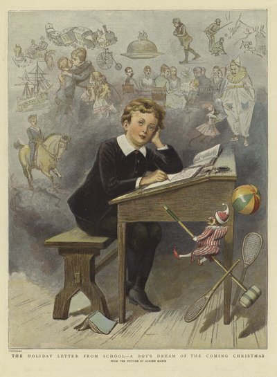 Der Ferienbrief aus der Schule (Farblithografie) von Adrien Emmanuel (after) Marie