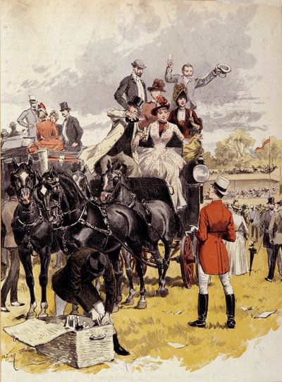 Querfeldeinrennen bei Berny Zeichnung von Adrien Marie (1848-1891) 19. Jahrhundert Paris, Decorative Arts von Adrien Emmanuel Marie