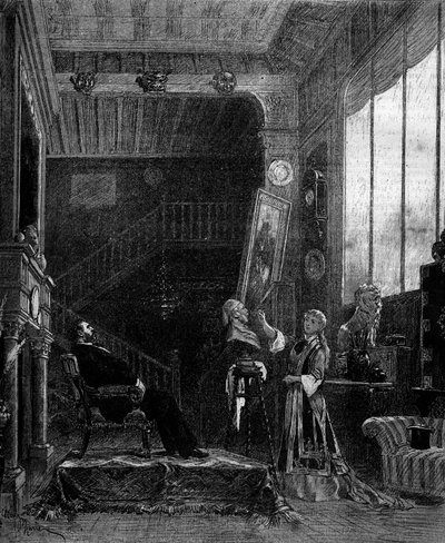 Theateraufführung: Le Nabab von Alphonse Daudet und Pierre Elzear mit Blanche Pierson (Felicia Ruys) und Adolphe Dupuis (Jansoulet). Paris, Théâtre du Vaudeville von Adrien Emmanuel Marie