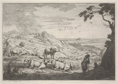 Landschaft mit Kühen von Adrien Manglard