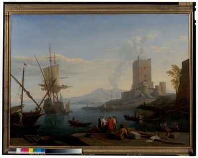 Hafen mit dem Vesuv im Hintergrund von Adrien Manglard