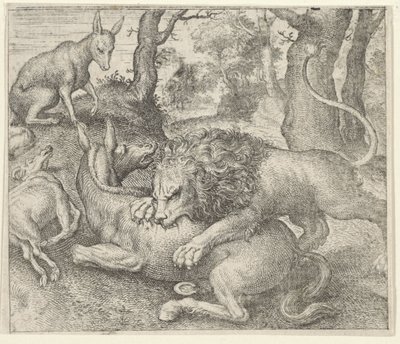Fabel vom Löwen und Fuchs von Egidius  Sadeler (II)