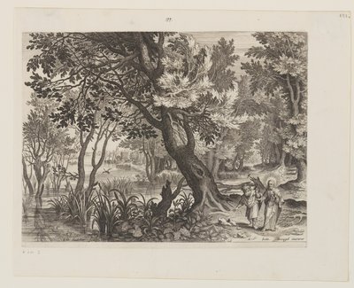 Flusslandschaft mit der Versuchung Christi von Aegidius Sadeler II