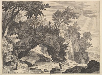Felsige Landschaft mit der Stigmatisation des Heiligen Franziskus von Aegidius Sadeler II