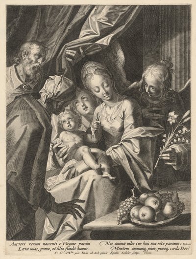 Die Heilige Familie mit der Heiligen Anna und zwei Engeln von Aegidius Sadeler II, after Hans von Aachen