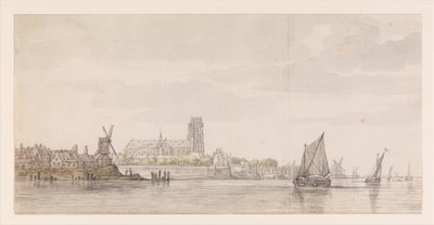 Ansicht der Groote Kerk in Dordrecht vom Fluss Maas von Aelbert Cuyp