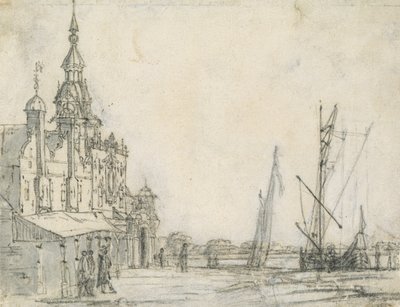 Blick auf die Groothoofdspoort von Nordosten, Dordrecht, 1618 von Aelbert Cuyp