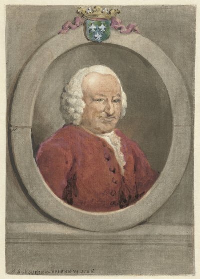 Porträt von Johan Hudde Dedel, im Oval, nach rechts von Aert Schouman