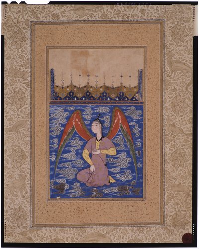 Ein fliegender Peri mit einem Rosenkranz, ca. 1500 von Afghan School