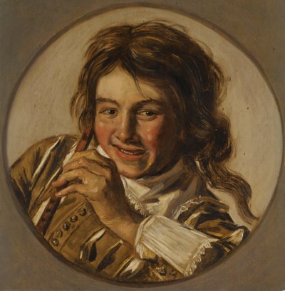 Lachender Junge mit Flöte von After Frans Hals