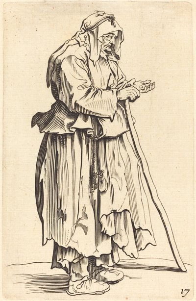 Bettlerin erhält Almosen von After Jacques Callot