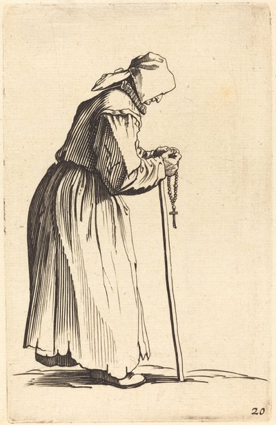 Bettlerin mit Rosenkranz von After Jacques Callot