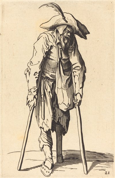 Bettler mit Holzbein von After Jacques Callot