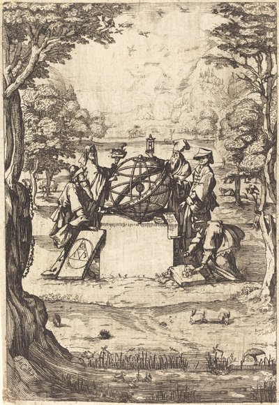 Frontispiz für die Heilige Cosmologia (Titel mit Astrologen) von After Jacques Callot