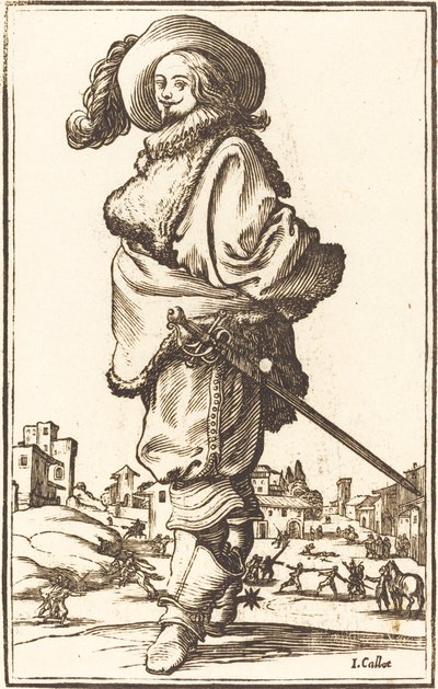 Edler Mann mit Pelzplastron von After Jacques Callot