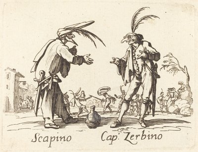 Scapino und Kapitän Zerbino von After Jacques Callot