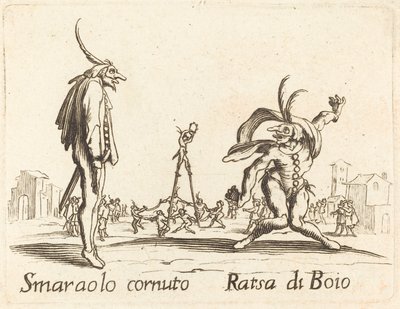 Smaralo Cornuto und Ratsa di Boio von After Jacques Callot