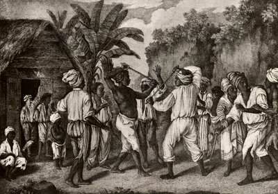 Knüppelwettkampf zwischen englischen und französischen Negern auf der Insel Dominica, Santo Domingo von Agostino Brunias