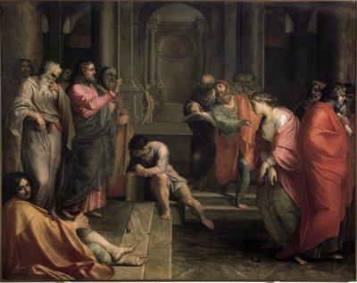 Jesus Christus und die Ehebrecherin von Agostino Carracci