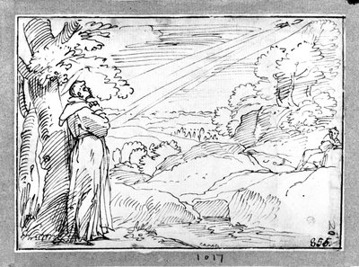 Landschaft mit St. Franziskus von Agostino Carracci