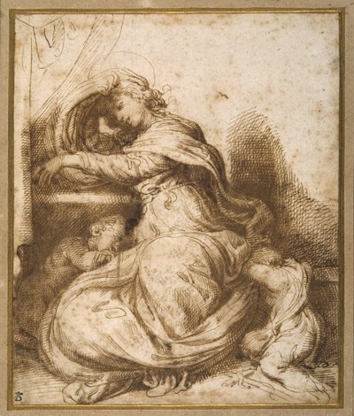 Madonna und Kind mit dem schlafenden Johannes (alle schlafen) von Agostino Carracci