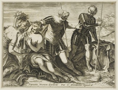 Mars wird von Minerva aus Frieden und Überfluss vertrieben von Agostino Carracci