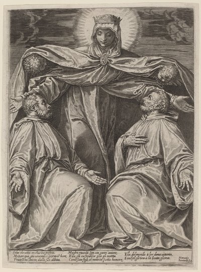 Die Madonna, die zwei Mitglieder einer Bruderschaft beschützt von Agostino Carracci after Veronese