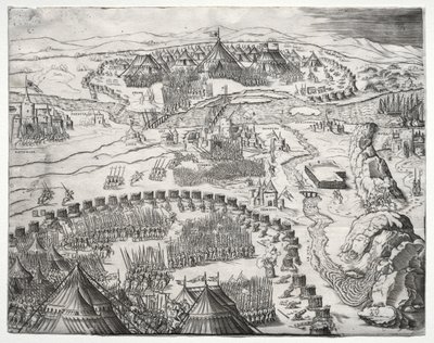 Die Position und das Lager der Armeen von Karl V. und Soliman II. von Agostino Veneziano
