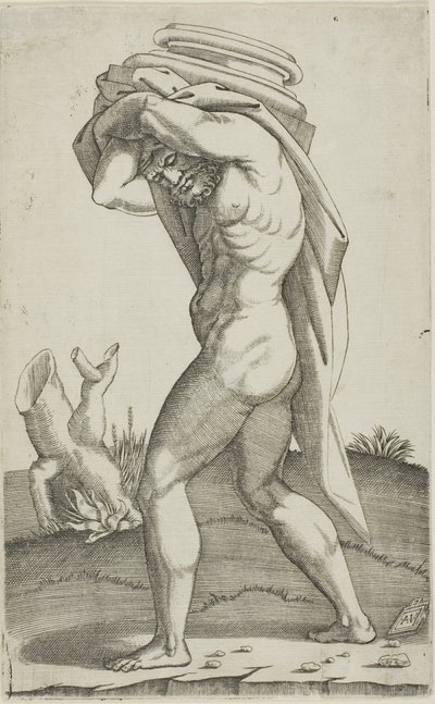 Mann, der die Basis einer Säule trägt von Agostino dei Musi