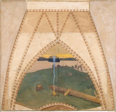 Heidentum und Christentum, Skizze für die Kuppelfresken des finnischen Pavillons auf der Weltausstellung 1900 in Paris von Akseli Gallen-Kallela