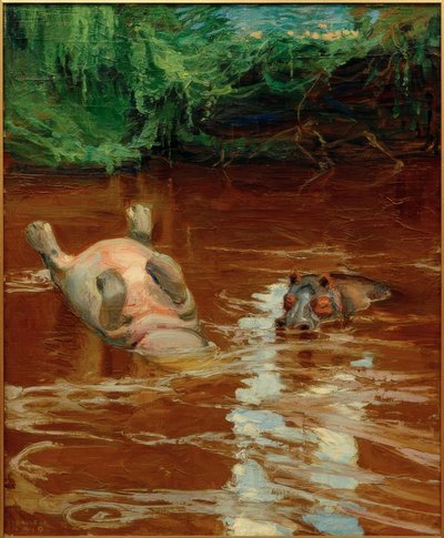 Flusspferde im Tana von Akseli Valdemar Gallen Kallela